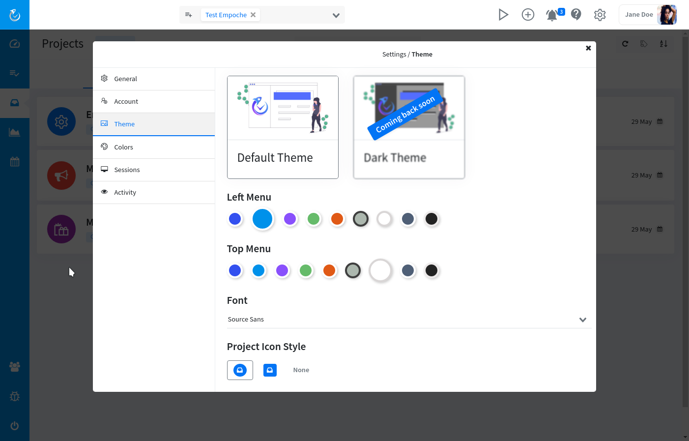 Task and Time tracking settings